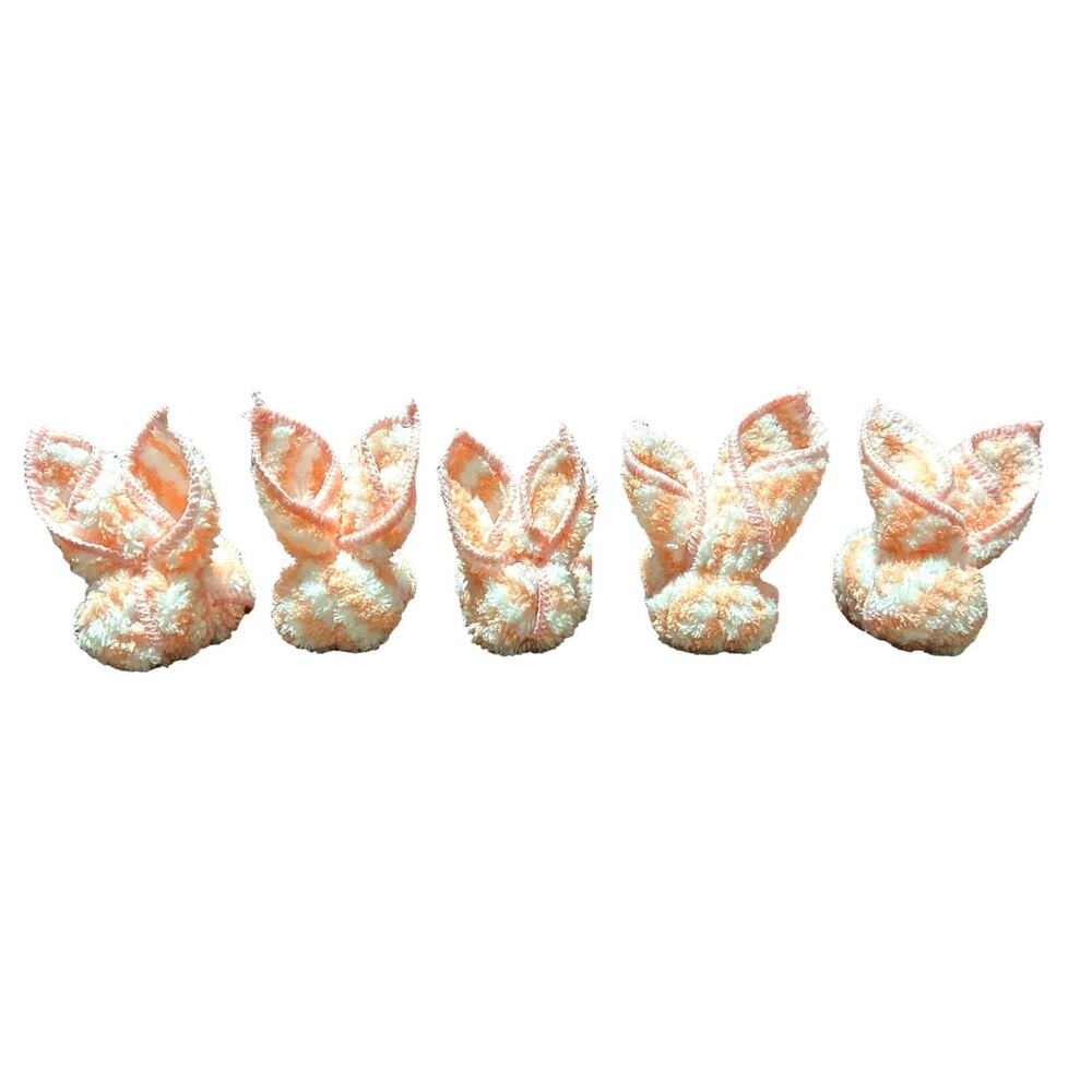 Easter Basket Boo Boo Bunnies Washcloth Bunny Set of 5 Peach Fleece